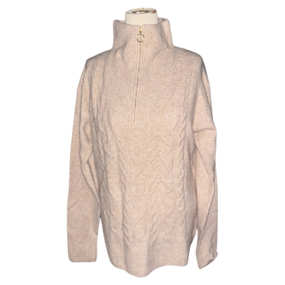 J. Crew Extra Soft Cream Half-zip Cable Knit Sweater